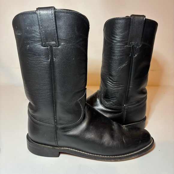 Justin Boots Cora Round Toe Cowboy Women Black Boots Sz 6.5 C Made USA L3703 - Picture 4 of 11